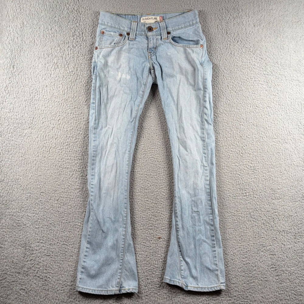 Y2K Levis 527 Slouch Flare Jeans Light Wash Low Rise Denim Pants Womens 1M 29x33